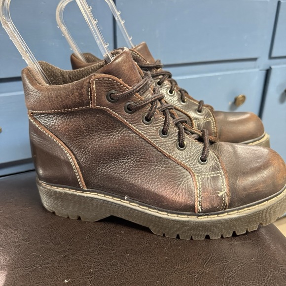 Relativity Brown Leather Lace Up Boots Women's 9 Y2K Chunky Lug Sole Grunge - Picture 3 of 10